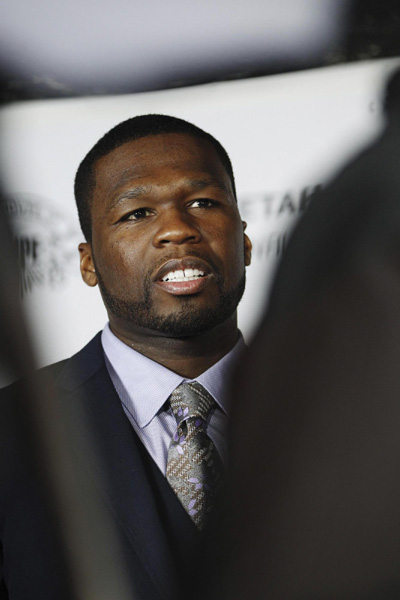 50 Cent at an interview regarding his film production company