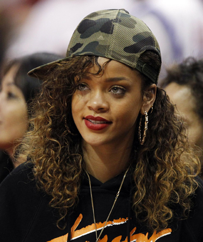 Rihanna enjoys NBA game