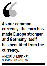 Merkel urges support for euro