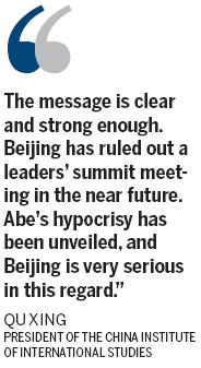 Beijing rejects Abe's call for official meeting