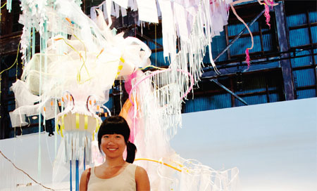 Whimsical fabric installation inspired by China's past