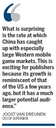 China's mobile gaming market to top US and be No 1