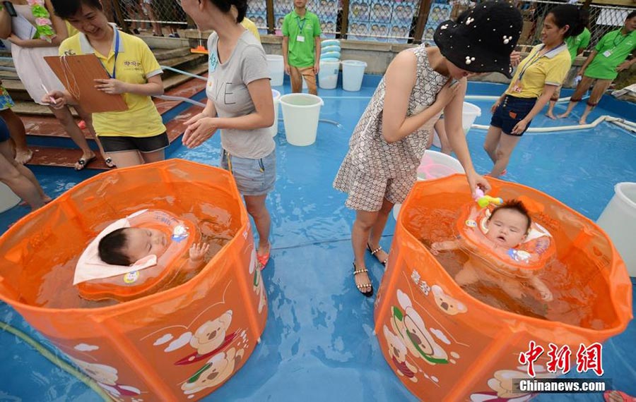 Babies in swimming contest