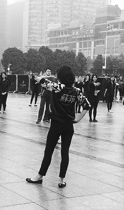 Sophie Marceau goes square dancing in Guangzhou