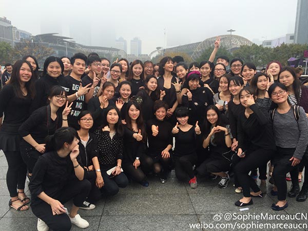 Sophie Marceau goes square dancing in Guangzhou