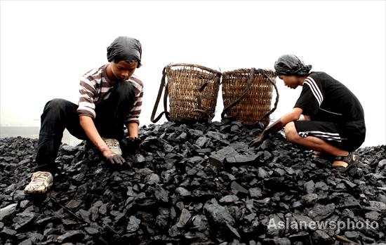 Collecting coal dregs for next semester