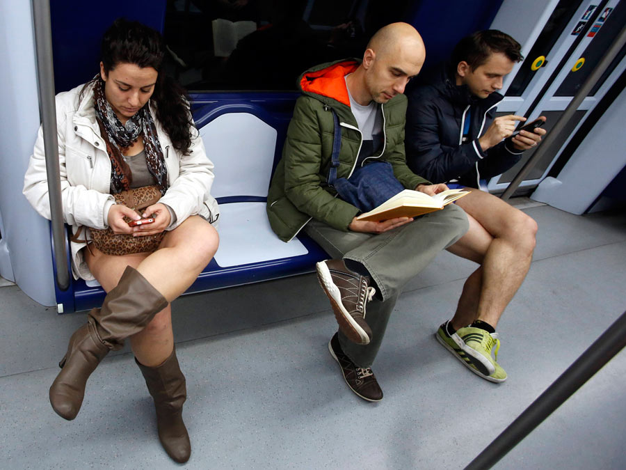 No pant for cold subway ride