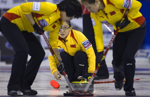 Chinese women curlers fall short at world championship