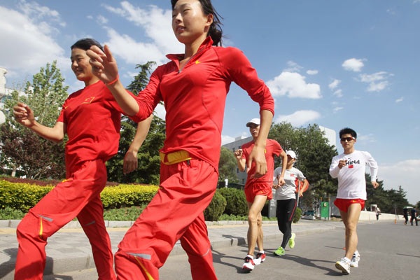 Race-walkers train for London Games in Beijing