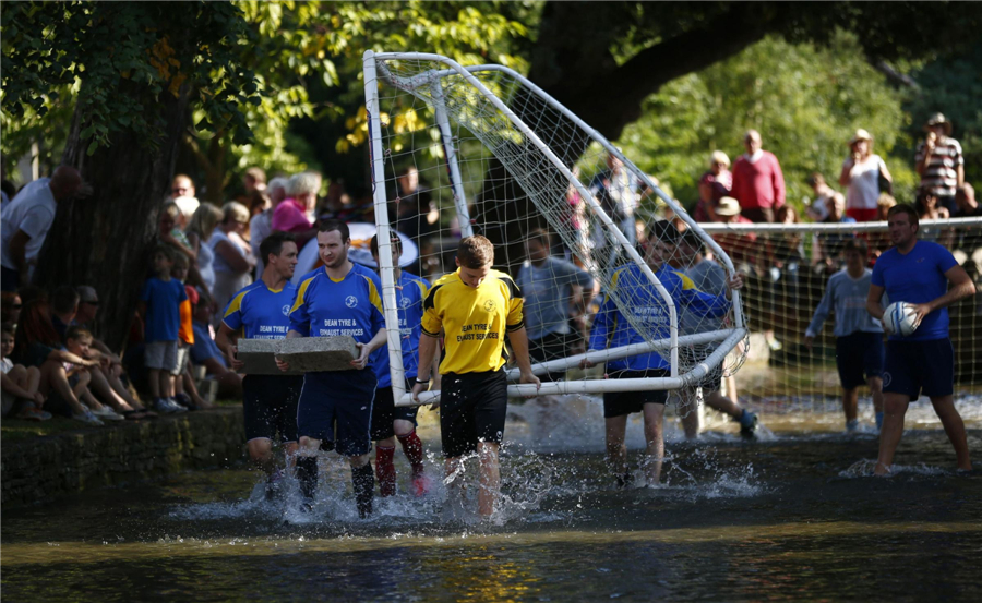 Annual river soccer match trots into village