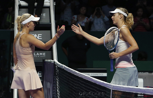 Wozniacki nails down Sharapova in WTA Finals
