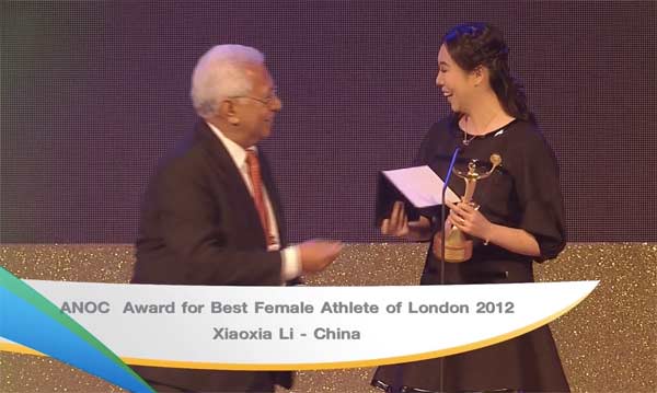 Li Xiaoxia awarded as the best female athlete of London 2012