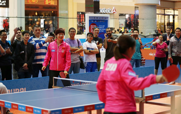 Chinese table tennis stars excite Dubai at ping pong festival