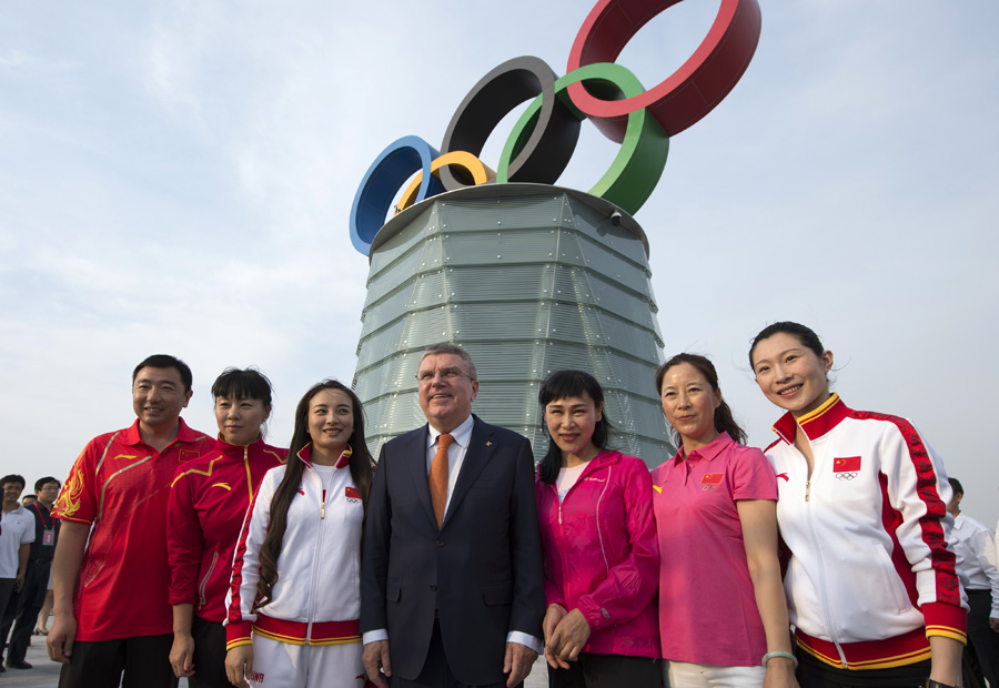 Permanent Olympic Symbol marks Beijing's new landmark