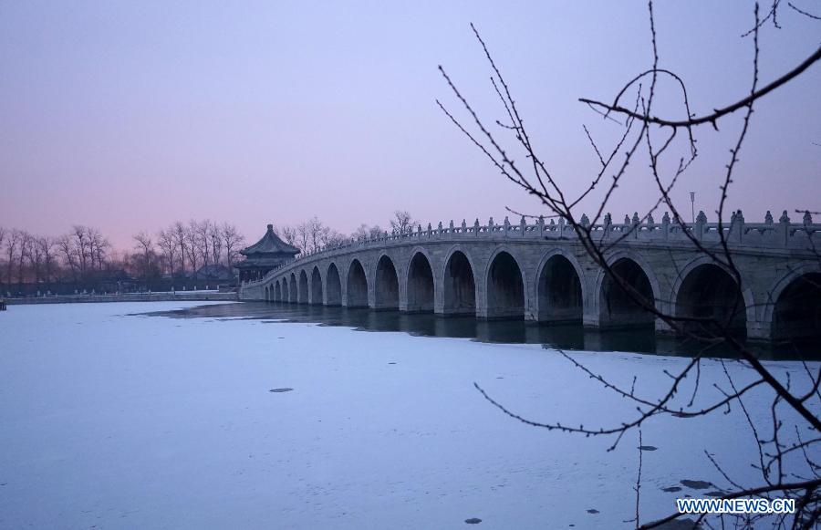 Summer Palace dresses in white after light snowfall