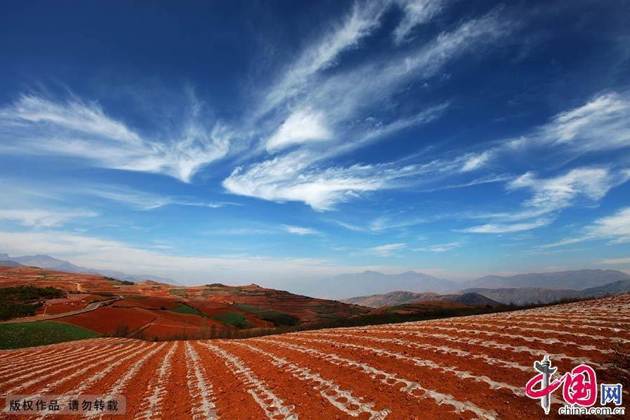 Picturesque scenery of red earth in Yunnan