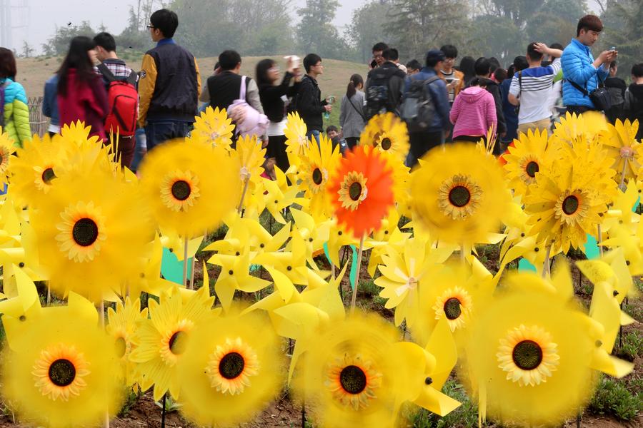 300,000 colorful pinwheels set for Qingming