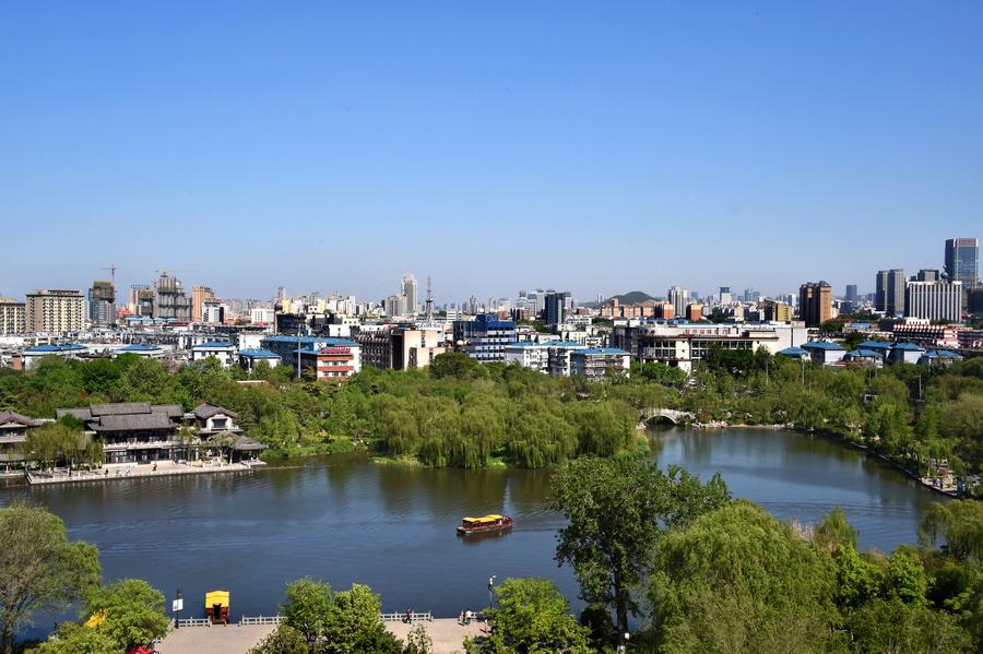Clear sky over downtown Jinan, E China's Shandong