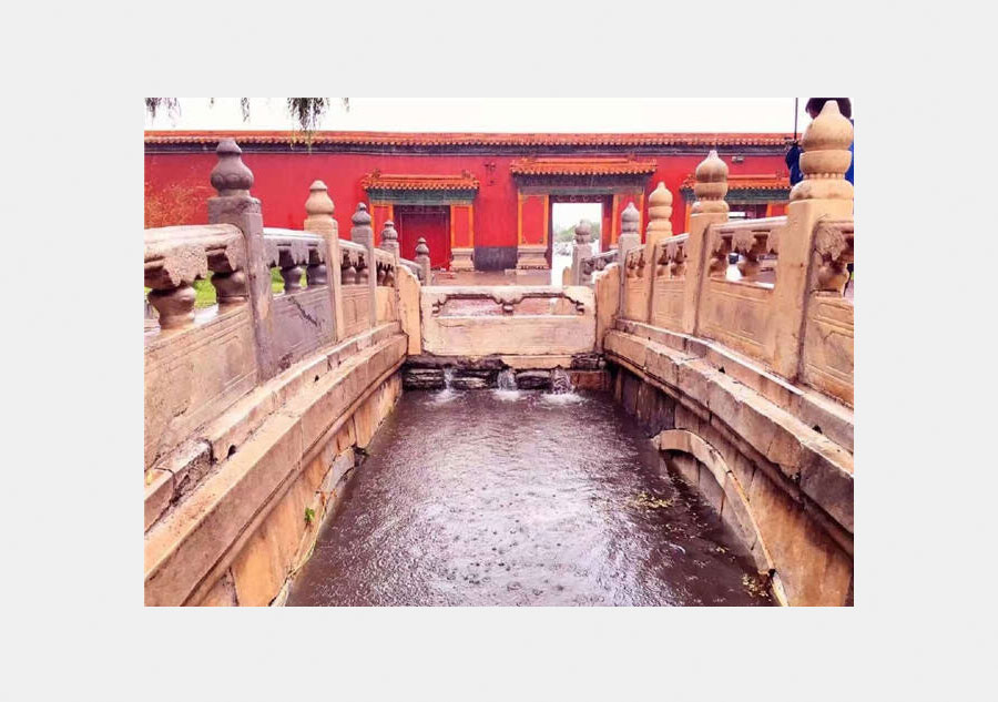 Forbidden City in heavy rain