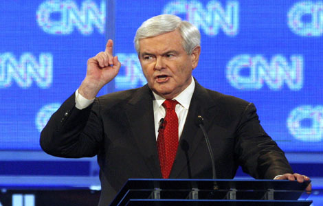 Gingrich angrily rejects marital question at debate