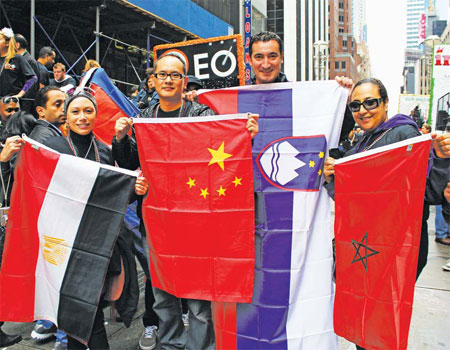 Chinese entrepreneur parades with peers