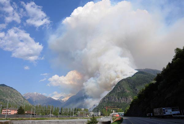 Switzerland village sees forest fire