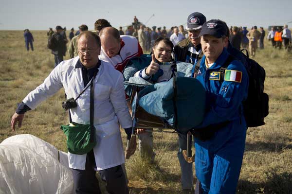 ISS astronauts lands safely in Kazakhstan
