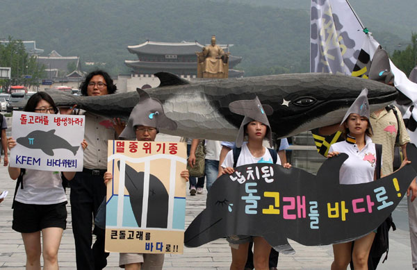 South Koreans march for marine mammals