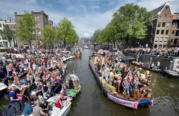 Gay pride parade in Amsterdam