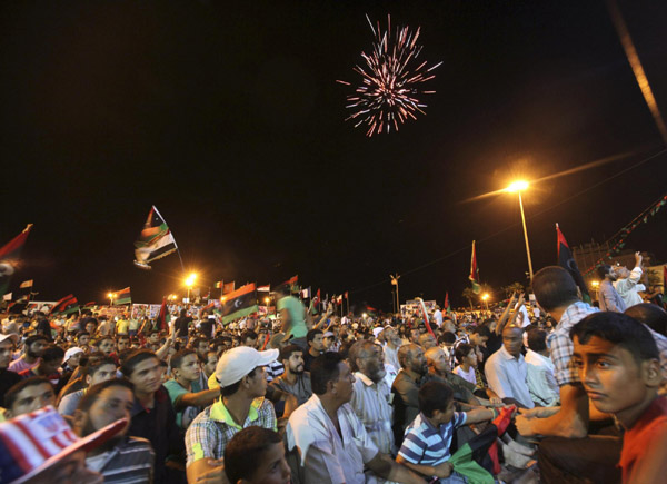 Libyans celebrate fall of Gadhafi's compound