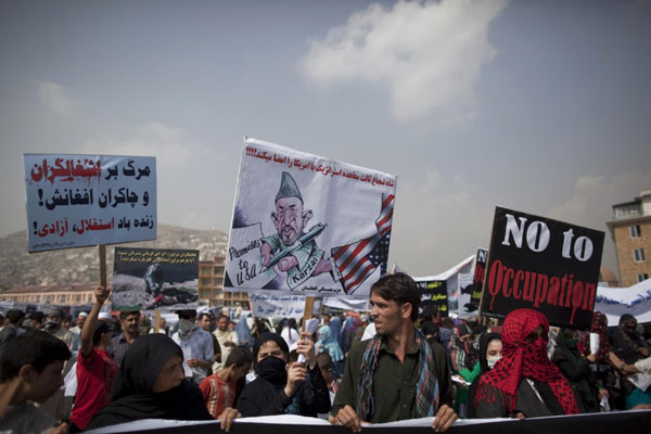 Afghans protest US-led invasion