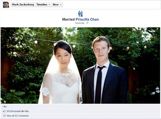 Facebook CEO marries longtime girlfriend