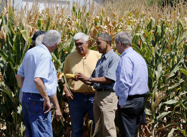 Obama tours drought ridden corn farm