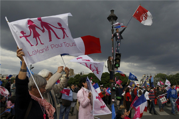 Protest against France's gay marriage law in Paris