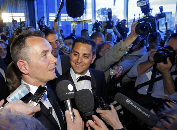 Vincent and Bruno tie the knot in France's 1st gay wedding