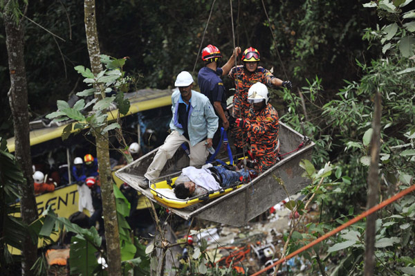 At least 37 killed in Malaysian bus crash