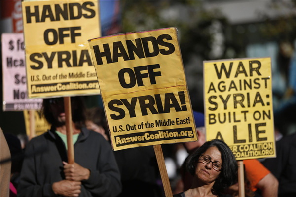 Activists in US protest military action on Syria