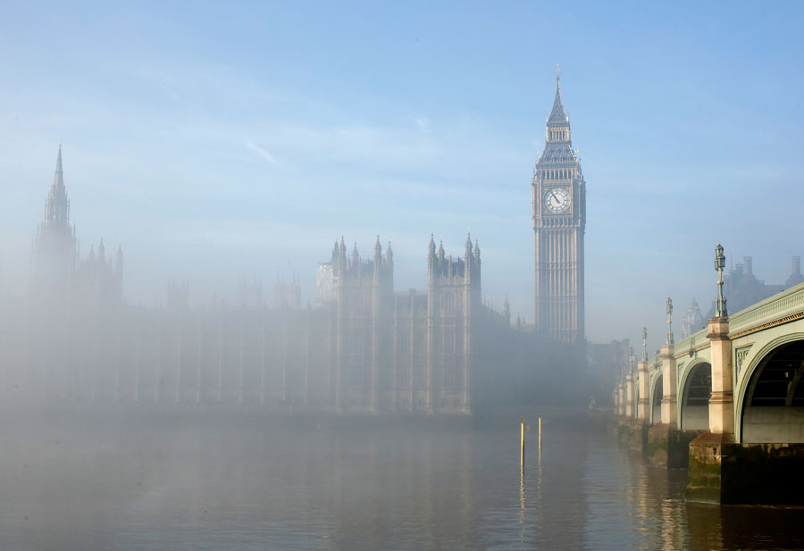 London shrouded by fog