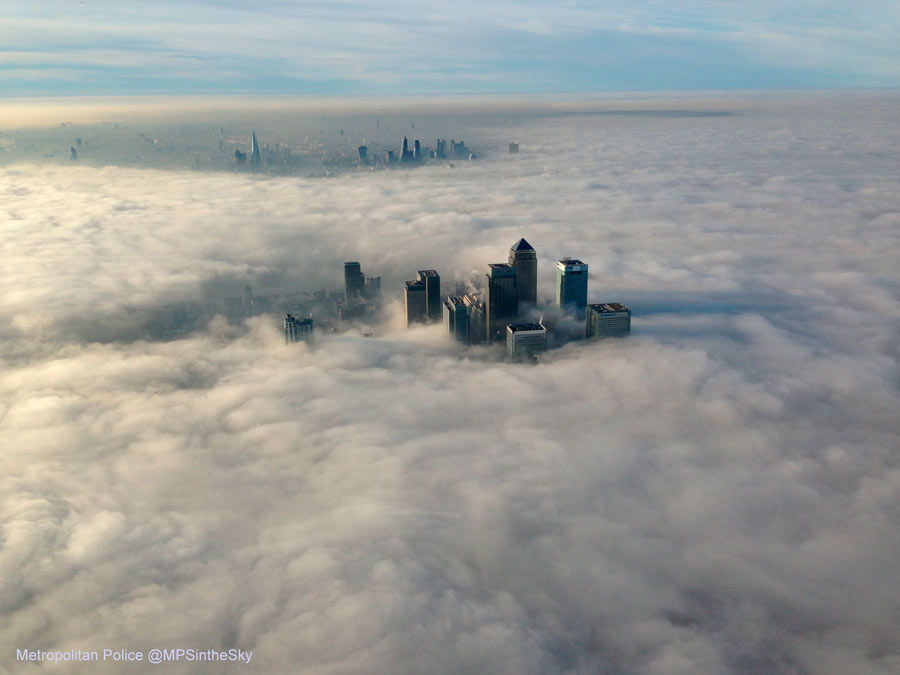 London shrouded by fog
