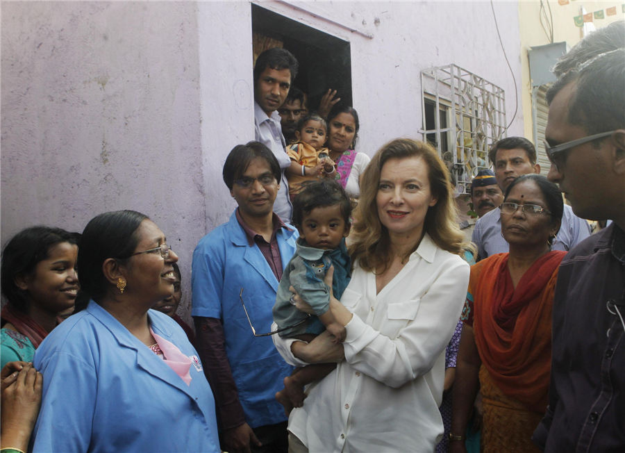 France's former First Lady undertakes charity visit to India