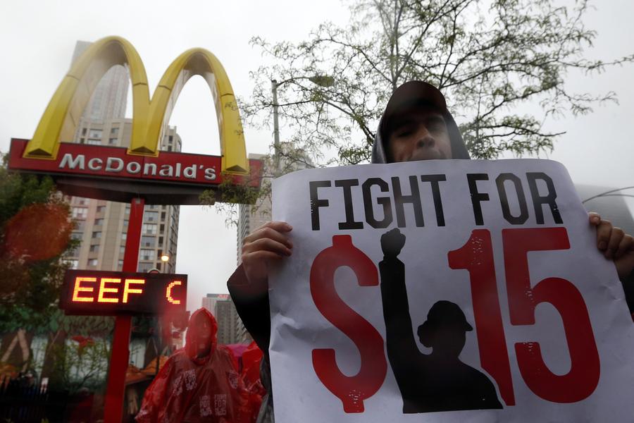 Fast-food workers strike for higher pay