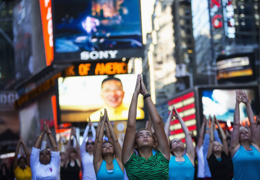 Yogis shine in Times Square
