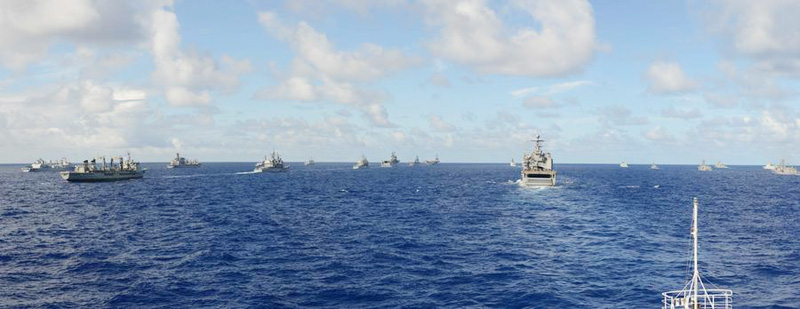 Naval vessels conduct exercises