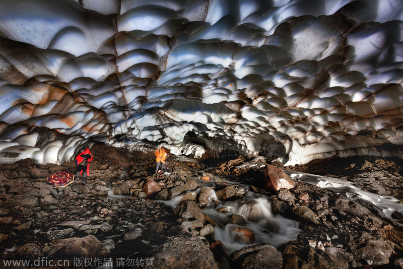 Dazzling melting ice cave
