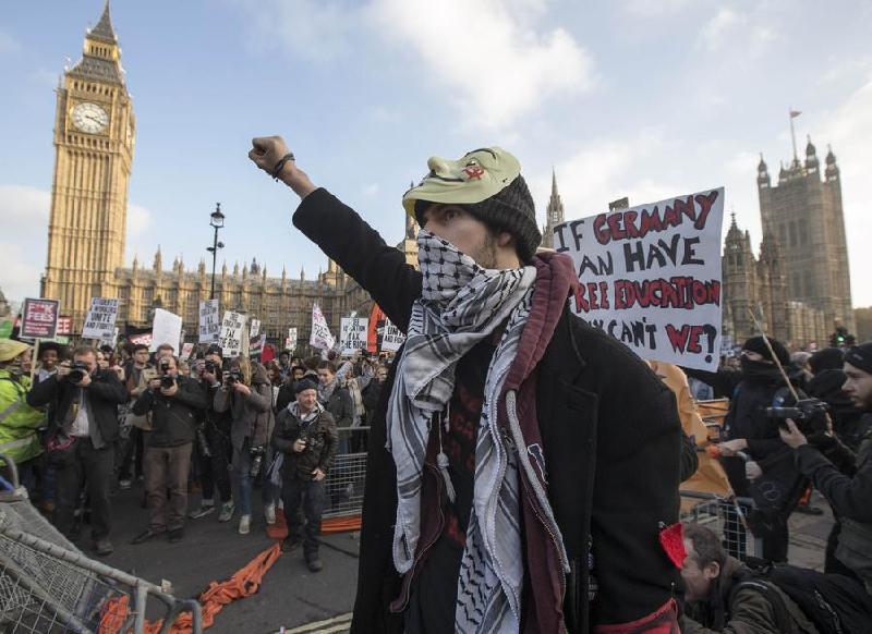 Protest against university tuition turns violent in London