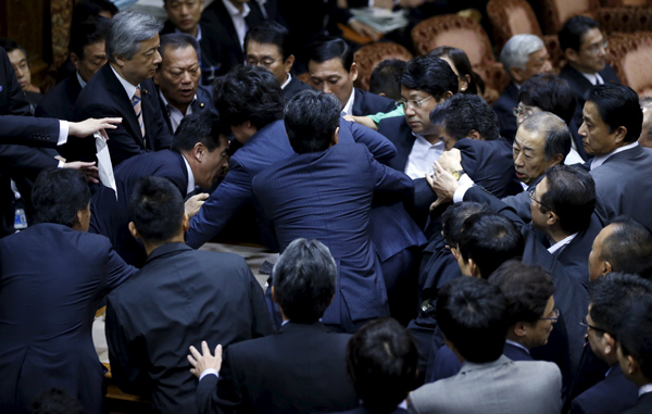 Japan opposition tries to halt vote on security bills
