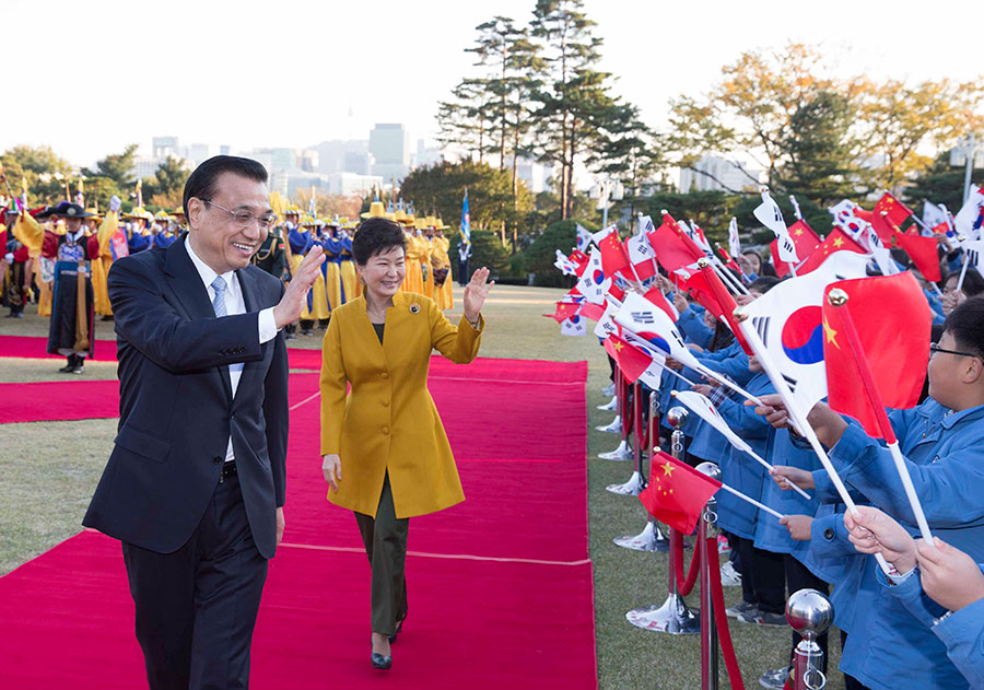 South Korean President welcomes Premier Li Keqiang
