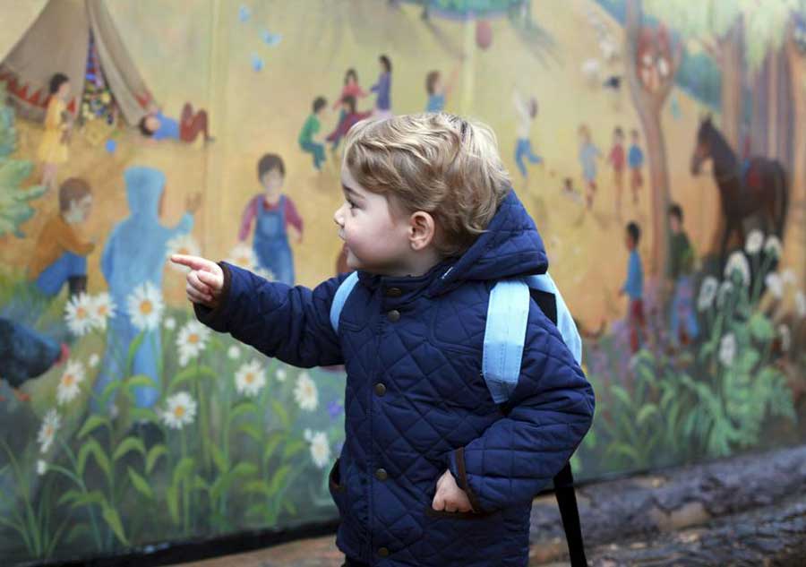 Britain's Prince George attends first day of nursery school