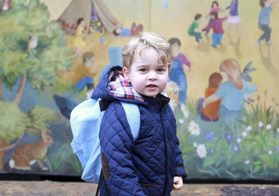 Britain's Prince George attends first day of nursery school