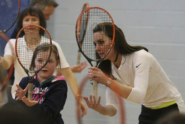 UK's Duchess Kate takes part in tennis workshop in Scotland